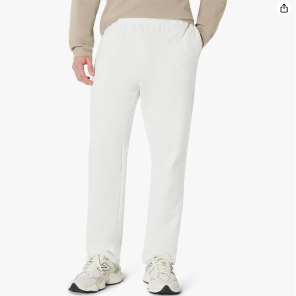 Amazon Essentials Men's Fleece Open Bottom Sweatpant - White - Small